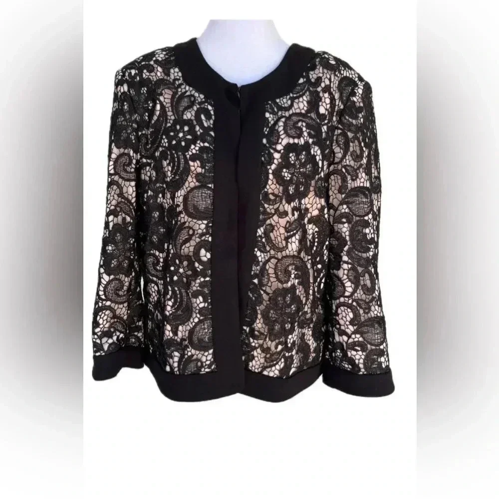 Boston Proper lace overlay elegant lined jacket - size L - Picture 2 of 12